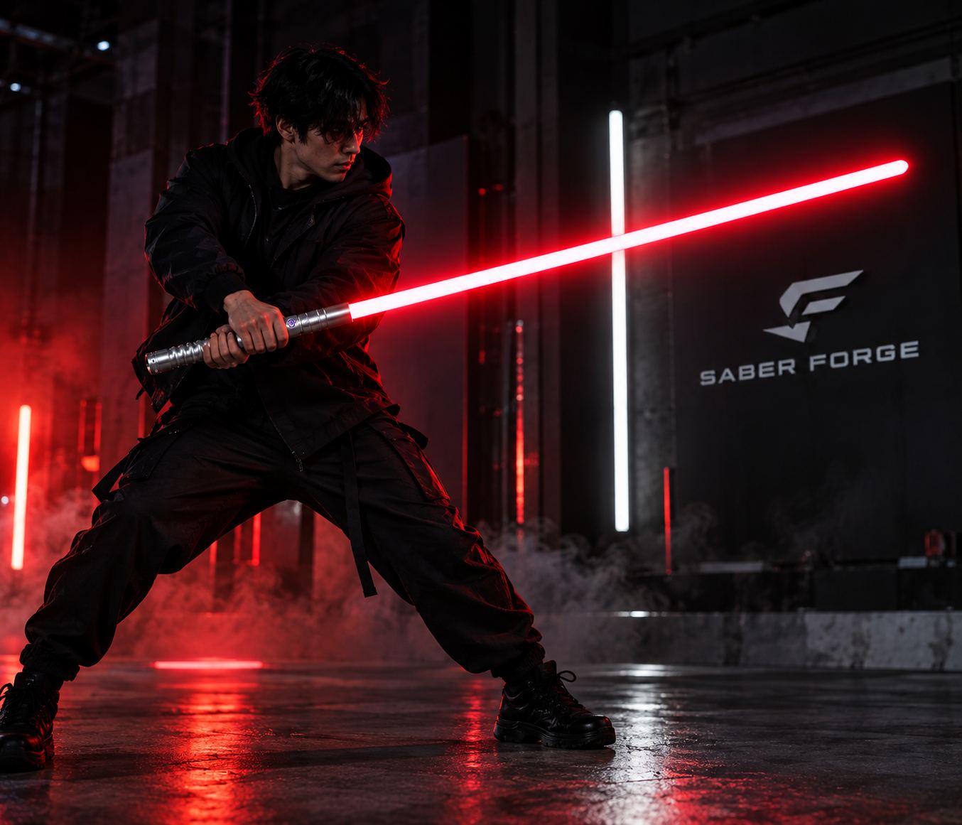 Duellist lunging with the saber extended